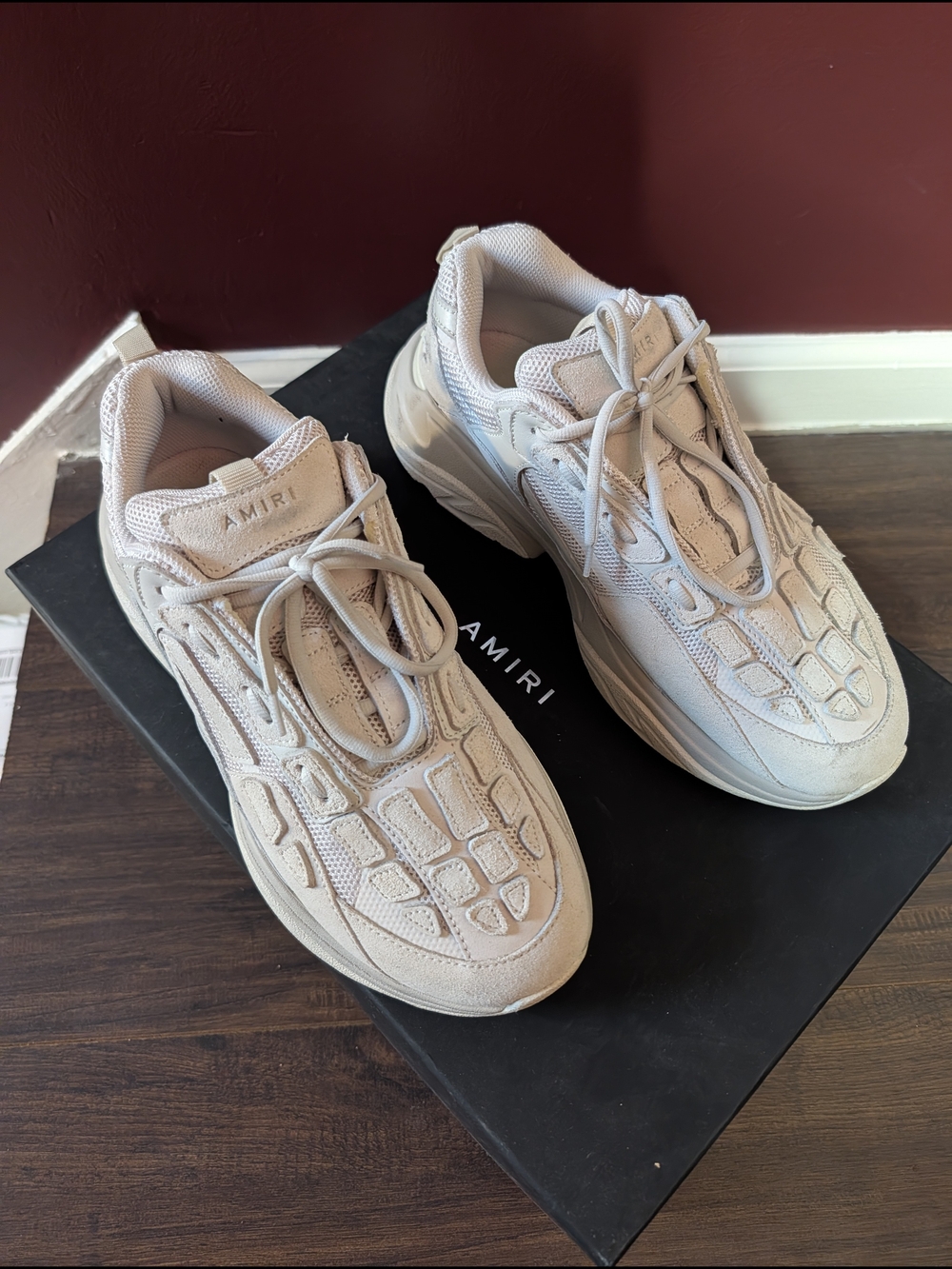 AMIRI Bone Runner Skeleton Men’s Warm Gray Suede Runner Sneakers 43 / 10